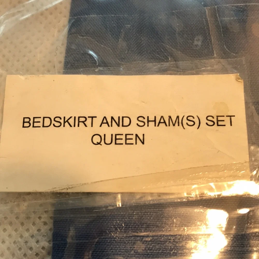 NWOT. Blue Bedskirt and Sham. Queen